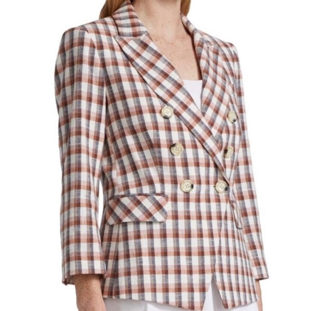 $650 Veronica Beard Empire Plaid Checkered 3/4 Sleeves Dickey Jacket Blazer sz 2